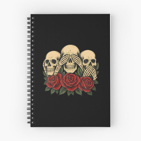 Item preview, See No Evil Hear No Evil Speak No Evil Skeleton Skull Roses designed and sold by AngelaSandra.