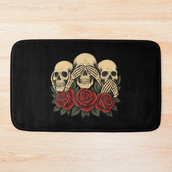 Item preview, See No Evil Hear No Evil Speak No Evil Skeleton Skull Roses designed and sold by AngelaSandra.
