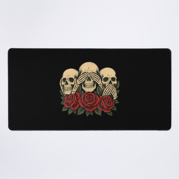 Item preview, See No Evil Hear No Evil Speak No Evil Skeleton Skull Roses designed and sold by AngelaSandra.