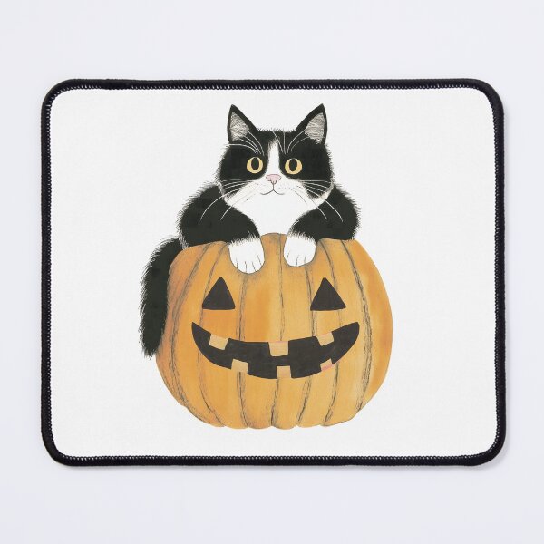 Item preview, Tuxedo cat on top of a pumpkin lantern designed and sold by xiao xuans.