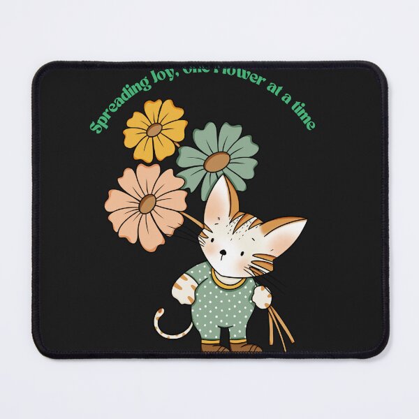 Item preview, Spreading Joy One Flower at a Time – Cute Cat Illustration | Unisex Design for Men & Women designed and sold by MUKUND FASHION DESIGN.