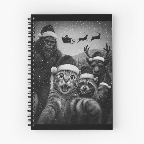 Item preview, Selfie de animales navideños divertidos con gorros de Papá Noel. Arte festivo. designed and sold by love3617.