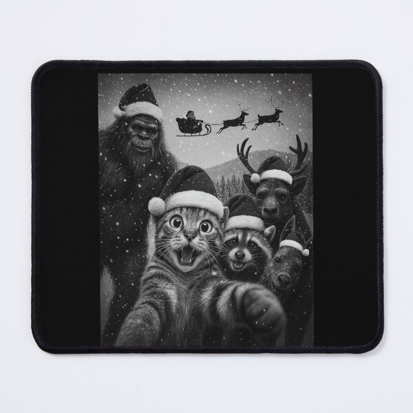 Item preview, Selfie de animales navideños divertidos con gorros de Papá Noel. Arte festivo. designed and sold by love3617.