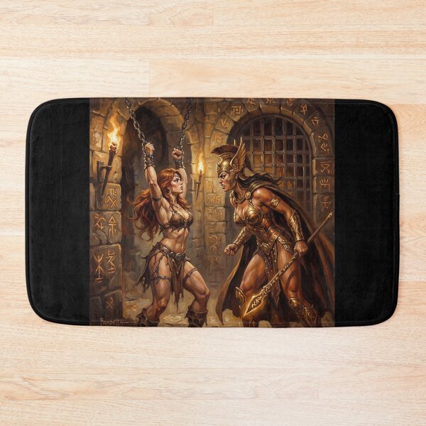 Item preview, Barbarian Woman captured by a Valkyrie illustration fantasy art style designed and sold by Vintage Designs +.