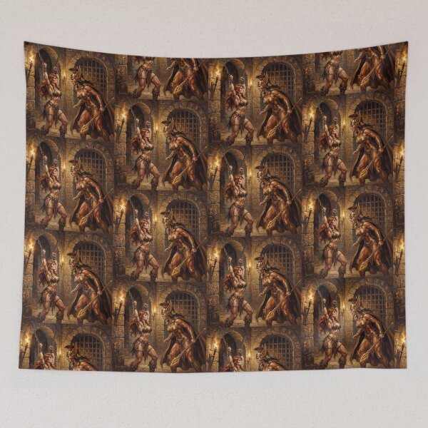 Item preview, Barbarian Woman captured by a Valkyrie illustration fantasy art style designed and sold by Vintage Designs +.