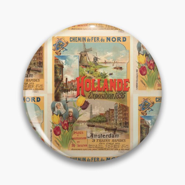 Item preview, Vintage Travel Poster | Hollande Exposition 1895 | Paris to Amsterdam Train Art | Dutch Windmills & Tulips | Art Nouveau Style designed and sold by artofuniverse.