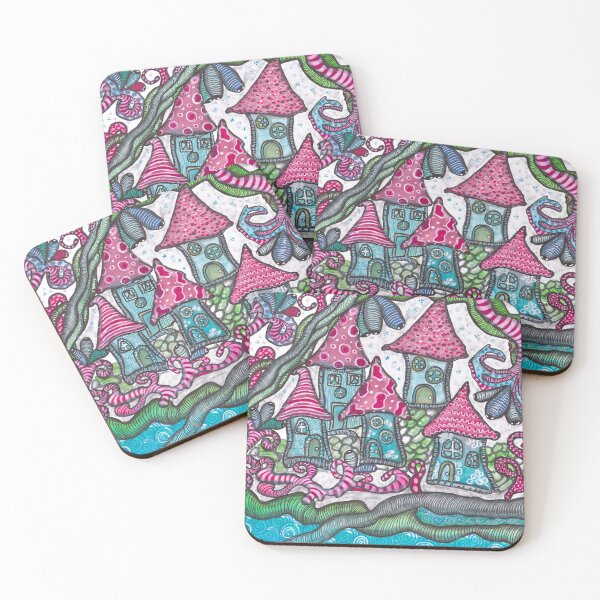 Item preview, Whimsical Winter Houses - Doodle Art designed and sold by ColorWander.