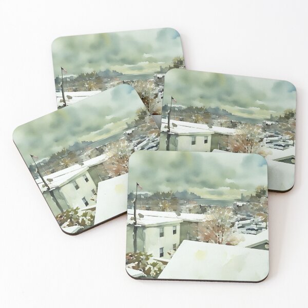 Item preview, Snow Suburban Roofs designed and sold by RCWatercolours.