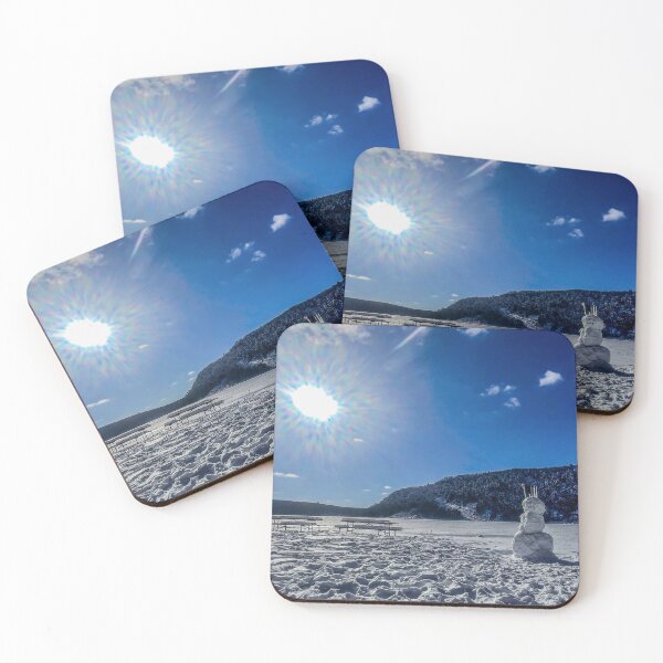 Item preview, Winter Portal at Devils Lake – Surreal Snowman & Sun Nature Photography designed and sold by aadventures.