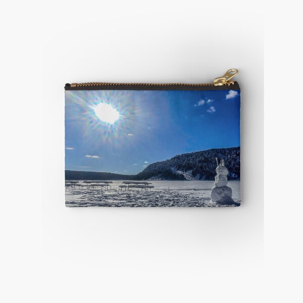 Item preview, Winter Portal at Devils Lake – Surreal Snowman & Sun Nature Photography designed and sold by aadventures.