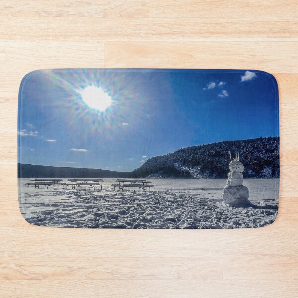 Item preview, Winter Portal at Devils Lake – Surreal Snowman & Sun Nature Photography designed and sold by aadventures.