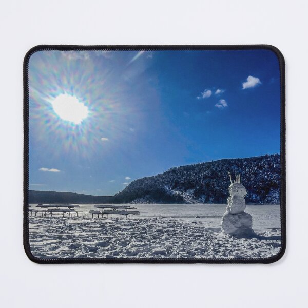 Item preview, Winter Portal at Devils Lake – Surreal Snowman & Sun Nature Photography designed and sold by aadventures.