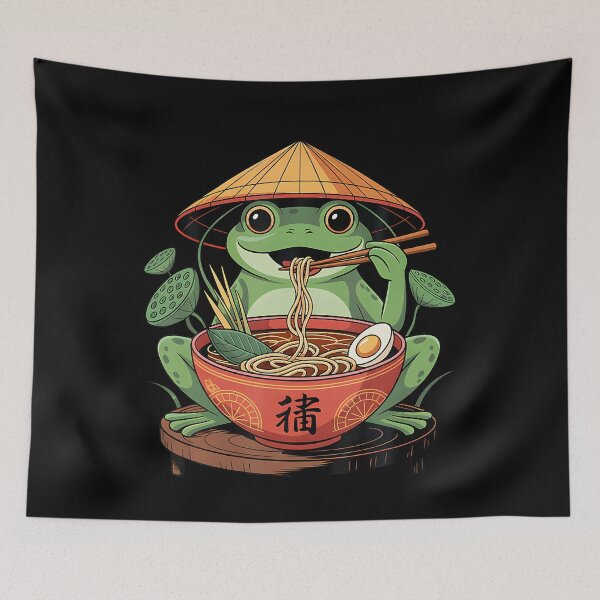 Item preview, Frog Eating Ramen Kawaii Neko Japanese Noodles Anime Lovers designed and sold by JosephineSarah.