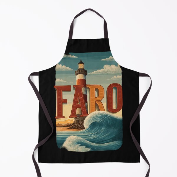 Item preview, Faro Portugal motif with lighthouse and wave – vintage coastal illustration designed and sold by Meiersbeste.