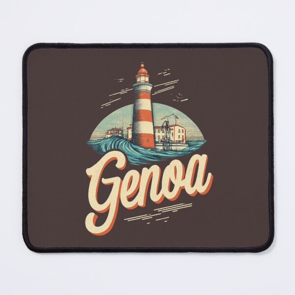 Item preview, Genoa, Italy motif with lighthouse, waves and harbor houses – vintage coastal art designed and sold by Meiersbeste.