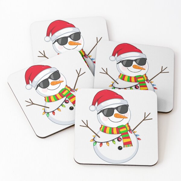 Item preview, Cool Snowman Christmas Illustration – Santa Hat, Sunglasses & Colorful Lights designed and sold by PixelVibe782.