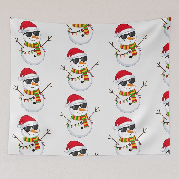 Item preview, Cool Snowman Christmas Illustration – Santa Hat, Sunglasses & Colorful Lights designed and sold by PixelVibe782.