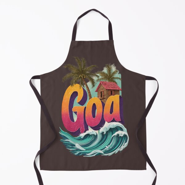 Item preview, Goa India motif with beach hut, palm trees and wave – Tropical holiday design designed and sold by Meiersbeste.