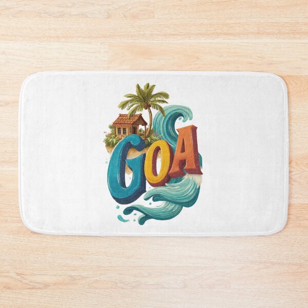 Item preview, Goa India beach scene with palm trees, beach hut and large wave designed and sold by Meiersbeste.