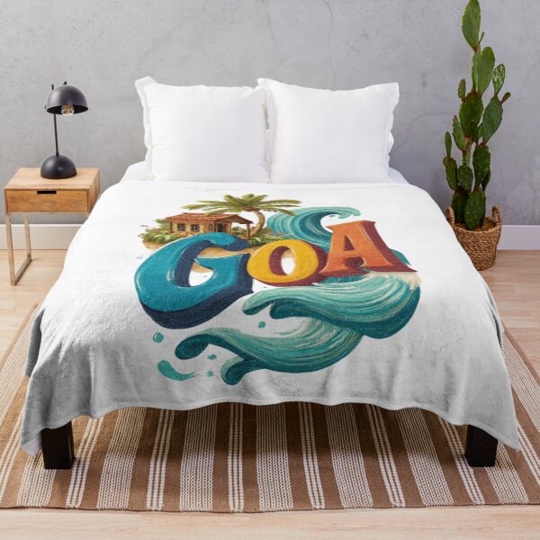 Artikelvorschau, Goa Indien Strandmotiv mit Palmen, Strandhütte und großer Welle entworfen und verkauft von Meiersbeste.