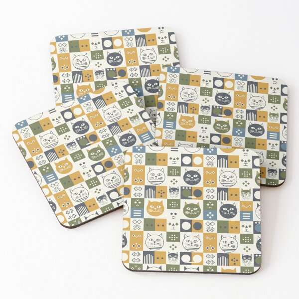 Item preview, Retro Cat Tile Design in Bold Shapes designed and sold by TroyTheTerrific.