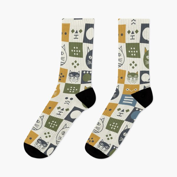 Item preview, Retro Cat Tile Design in Bold Shapes designed and sold by TroyTheTerrific.