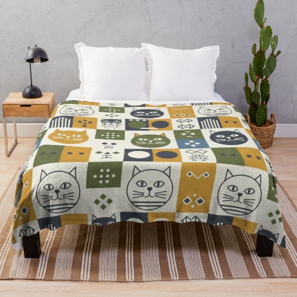 Item preview, Retro Cat Tile Design in Bold Shapes designed and sold by TroyTheTerrific.