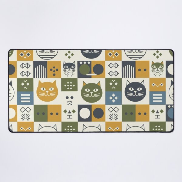Item preview, Retro Cat Tile Design in Bold Shapes designed and sold by TroyTheTerrific.