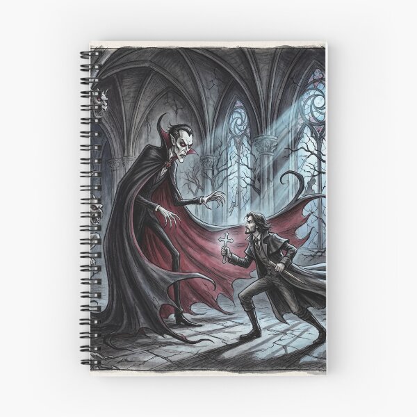 Item preview, Dracula vs Van Helsing illustration gothic vampire art designed and sold by Vintage Designs +.