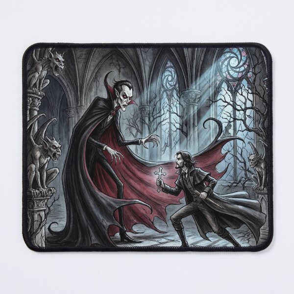Item preview, Dracula vs Van Helsing illustration gothic vampire art designed and sold by Vintage Designs +.