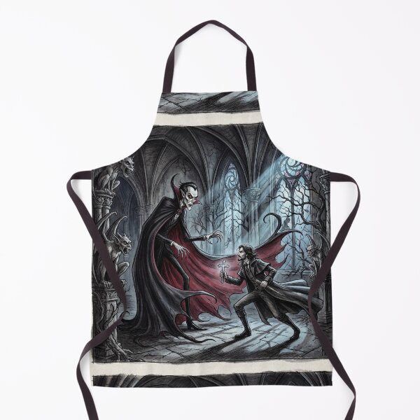 Item preview, Dracula vs Van Helsing illustration gothic vampire art designed and sold by Vintage Designs +.