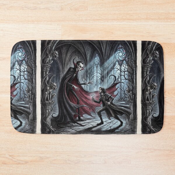 Item preview, Dracula vs Van Helsing illustration gothic vampire art designed and sold by Vintage Designs +.