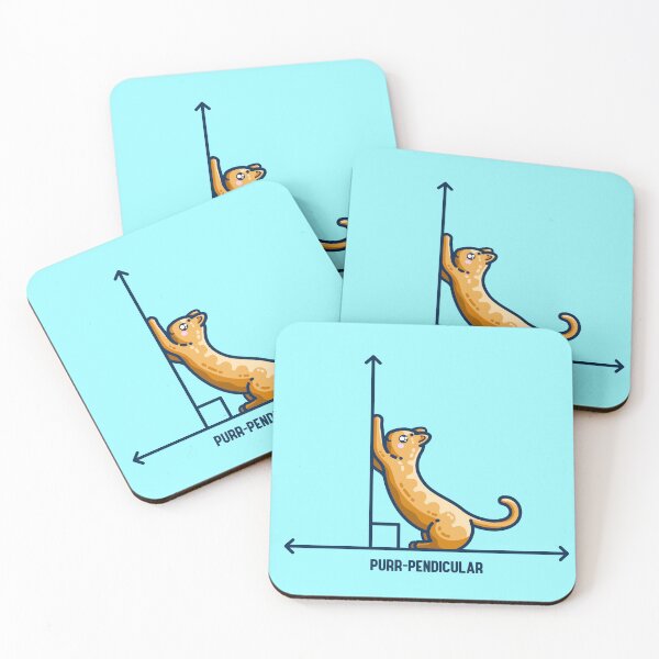 Item preview, Purr-pendicular Kawaii Cute Cat Maths Pun designed and sold by Flaming Imp.