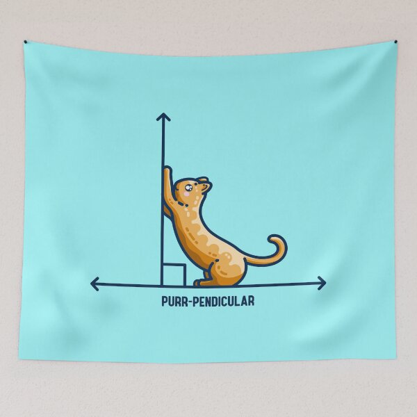 Item preview, Purr-pendicular Kawaii Cute Cat Maths Pun designed and sold by Flaming Imp.