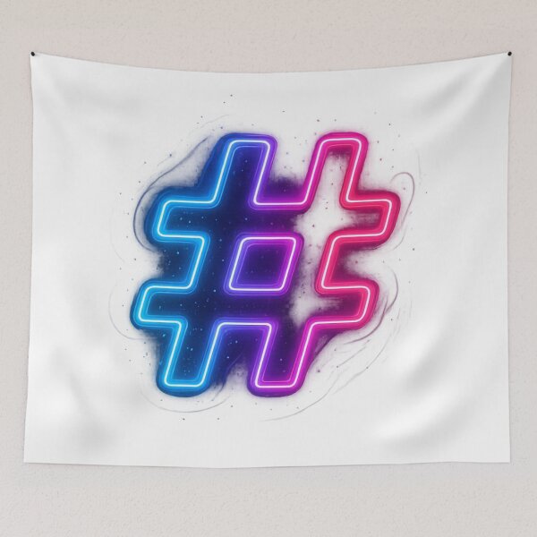 Item preview, Vibrant Neon Hashtag Symbol Digital Art designed and sold by HiteshArt111.