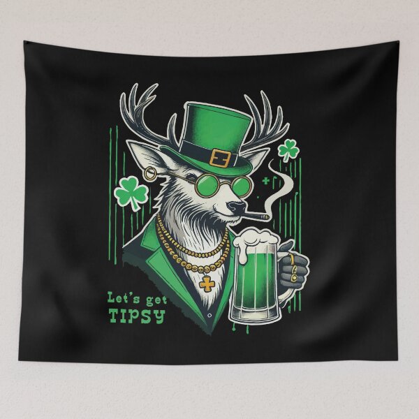 Item preview, St. Patrick's Day Shenanigans Tipsy Deer designed and sold by LuminOrb.