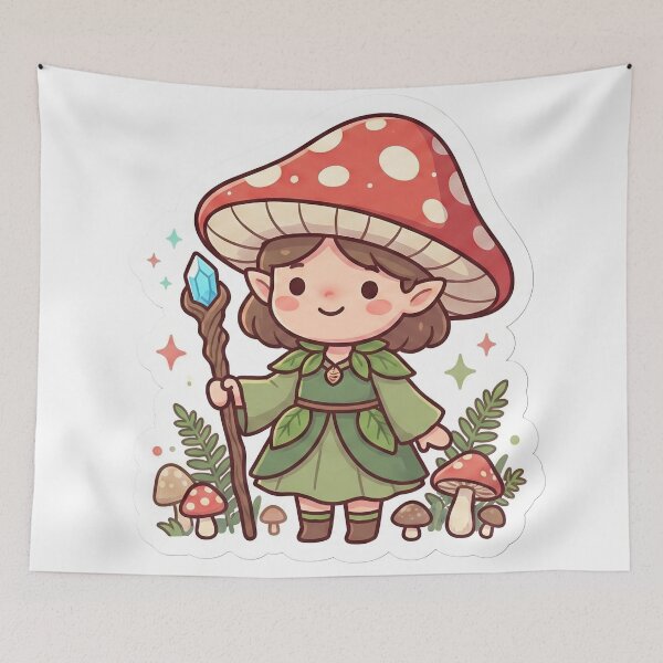 Item preview, Kawaii Mushroom Witch Cottagecore designed and sold by StickyGuys.
