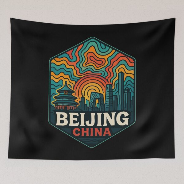 Item preview, Beijing China Trippy Retro Travel designed and sold by TomFrontierArt.