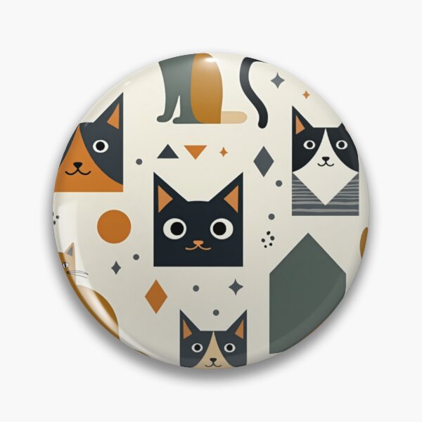 Item preview, Modern Geometric Cat Pattern in Retro Tones designed and sold by TroyTheTerrific.