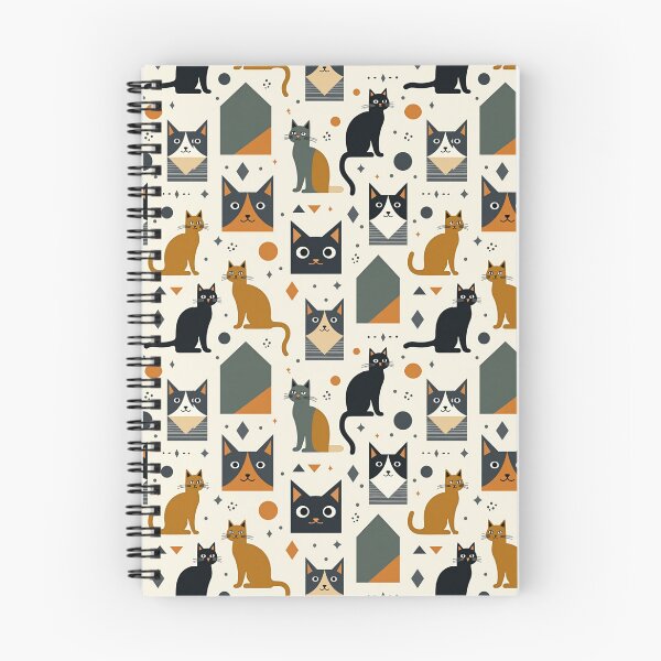 Item preview, Modern Geometric Cat Pattern in Retro Tones designed and sold by TroyTheTerrific.