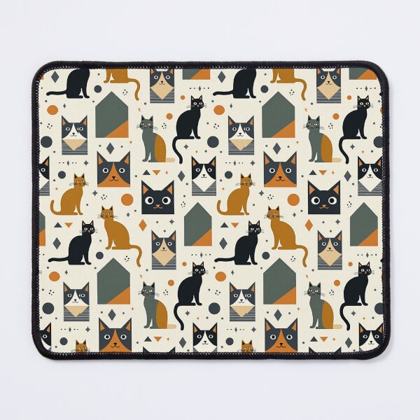 Item preview, Modern Geometric Cat Pattern in Retro Tones designed and sold by TroyTheTerrific.