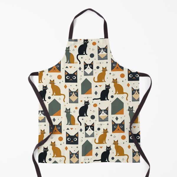 Item preview, Modern Geometric Cat Pattern in Retro Tones designed and sold by TroyTheTerrific.
