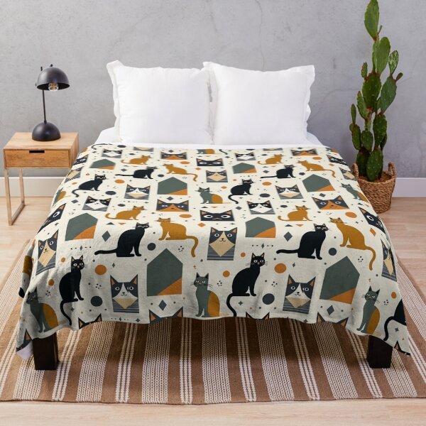 Item preview, Modern Geometric Cat Pattern in Retro Tones designed and sold by TroyTheTerrific.