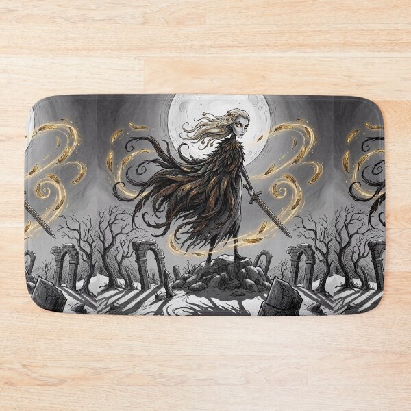 Item preview, Freya Moonlit Warrior Goddess Ancient Norse God Gothic style illustration designed and sold by Vintage Designs +.