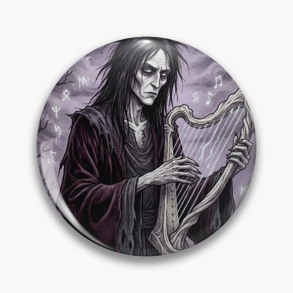 Item preview, Bragi the Harpist Ancient Norse God Gothic style illustration designed and sold by Vintage Designs +.