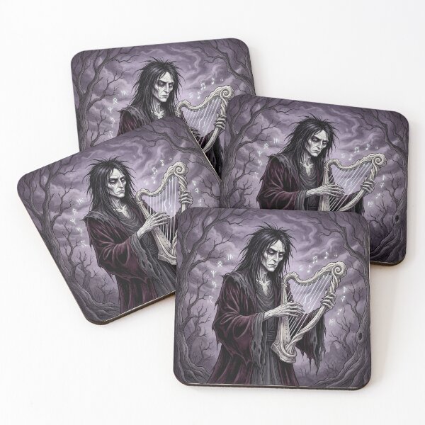 Item preview, Bragi the Harpist Ancient Norse God Gothic style illustration designed and sold by Vintage Designs +.