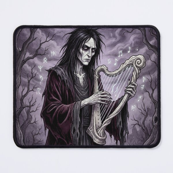 Item preview, Bragi the Harpist Ancient Norse God Gothic style illustration designed and sold by Vintage Designs +.