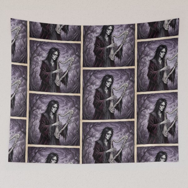Item preview, Bragi the Harpist Ancient Norse God Gothic style illustration designed and sold by Vintage Designs +.