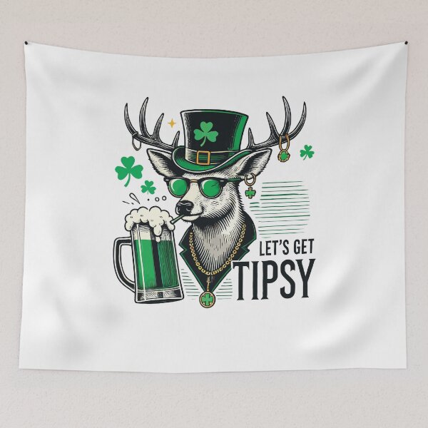 Item preview, Let's Get Tipsy St. Patrick's Day Deer designed and sold by LuminOrb.