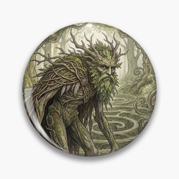 Item preview, Greenman Grove Warden creature of folklore watercolor artwork illustration designed and sold by Vintage Designs +.